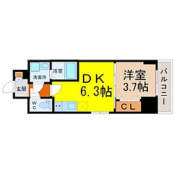 エスリードレジデンス東別院マークス 1DKの間取図画像