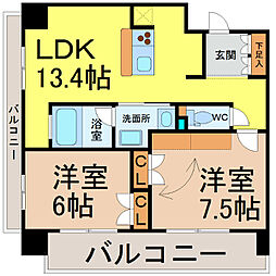 アーデン泉プレミア 2LDKの間取図画像