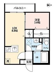 miacasa十一番町 1LDKの間取図画像
