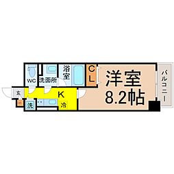 グリーンコート中島 1Kの間取図画像