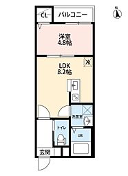 ウォーレン 1LDKの間取図画像
