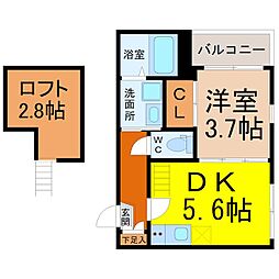 OKASIN6931 1DKの間取図画像
