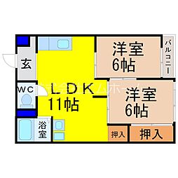 八勝ビル 2LDKの間取図画像