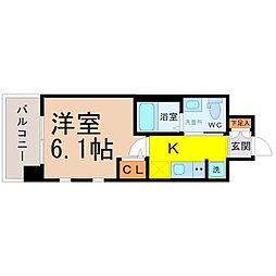 LiveCasaHORITA 1Kの間取図画像