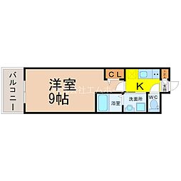 パルティール浅間町 1Kの間取図画像