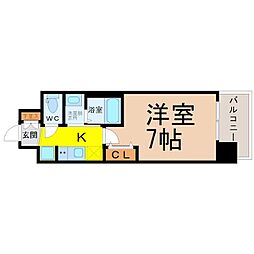 エステムコート名古屋鶴舞シエル 1Kの間取図画像