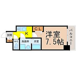 プレサンス桜通ザ・タイムズ 1Kの間取図画像