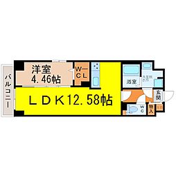 グランデューク松原クオーレ 1LDKの間取図画像
