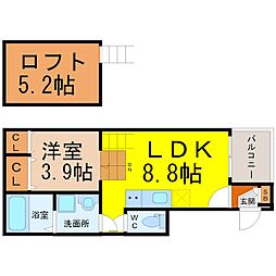 セゾンノーベル 1LDKの間取図画像