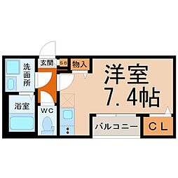 ハーモニーテラス高須賀町2 ワンルームの間取図画像