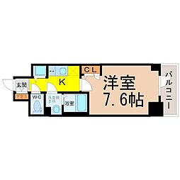 エスリード大須プレシア 1Kの間取図画像