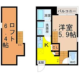 ハーモニーテラス新守山 1SKの間取図画像