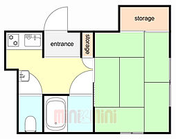 大同ビル 2階1Kの間取り