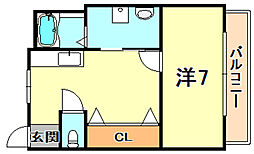 寿マンション 1階1Kの間取り