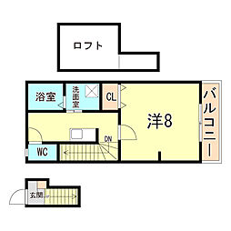 神戸市須磨区明神町5丁目アパート 1Kの間取図画像