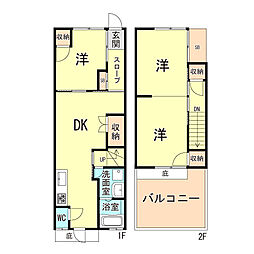 テラスハウス下山 1階3DKの間取り
