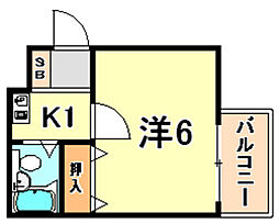 ライフメイト松本 3階1Kの間取り
