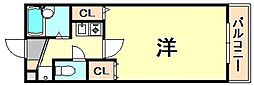 ヴェルディ神戸 2階1Kの間取り