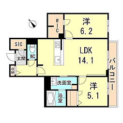 シャーメゾン往還II 1階2LDKの間取り