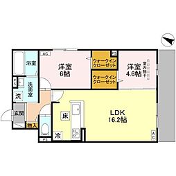 ヴェルデ天城 1階2LDKの間取り