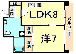エスペランサ藤井II 3階1LDKの間取り