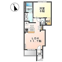 ルミナスピュア神戸 1階1LDKの間取り