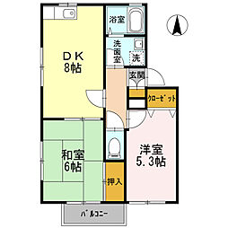 エントピアIII 3階2DKの間取り