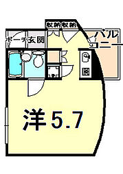 ＣＵＢＥ南塚口III 3階ワンルームの間取り