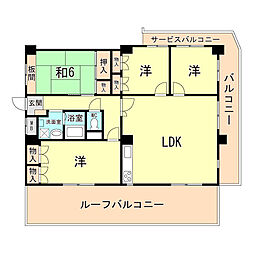栄ハイツ六甲 4LDKの間取図画像