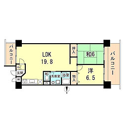 インペリアル南塚口ガーデンハウス 4階2LDKの間取り