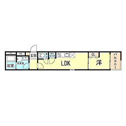 アート尼崎若王寺 1階1LDKの間取り
