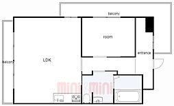 エクセレント西宮北口 2階1LDKの間取り
