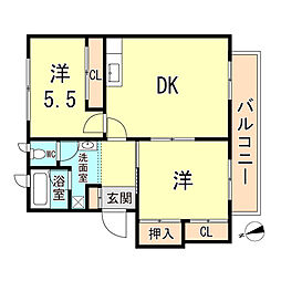 ガーデンハウスカローサ 2DKの間取図画像