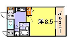 ラナップスクエア三宮プライム 2階1Kの間取り