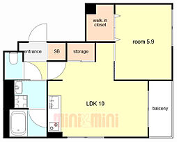 アークメゾン王子公園 304 3階1LDKの間取り