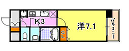 ＫＤＸレジデンス三宮 2階1Kの間取り