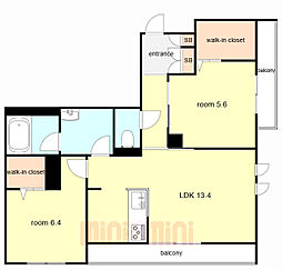 ShaMaison Greenage 日野町 2LDKの間取図画像