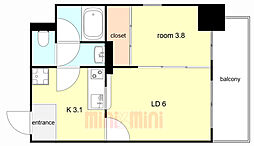 Felis塚本 5階1LDKの間取り