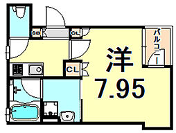 ブロンテ塚口本町 1階1Kの間取り