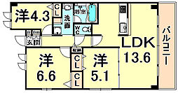 Le Porte-Bonheur 2階3LDKの間取り