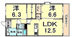 アビタシオンデュプルミエ 2階2SLDKの間取り