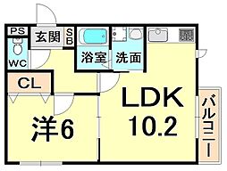 アートフィールズ 1階1LDKの間取り