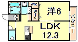 シャローム　ウェスト 1階1LDKの間取り