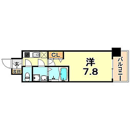 エスリード神戸三宮ノースゲート 5階1Kの間取り