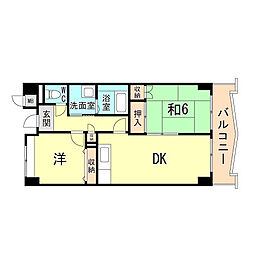 ガーデンコート楠ケ丘 2DKの間取図画像