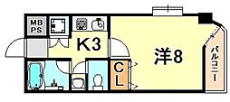 YKハイツ旭ケ丘 1Kの間取図画像