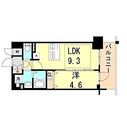 プレサンスTHE神戸 1LDKの間取図画像