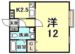 不二屋マンション 1Kの間取図画像