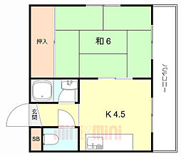 サンシャトー野里 1Kの間取図画像