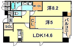 LUKICIA神戸 2LDKの間取図画像
